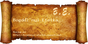 Bogdányi Etelka névjegykártya